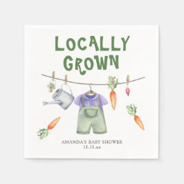 地元で栽培された野菜の水色ベビーシャワー スタンダードカクテルナプキン
