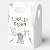 地元で栽培された野菜の水色ベビーシャワー フェイバーボックス (オープン)