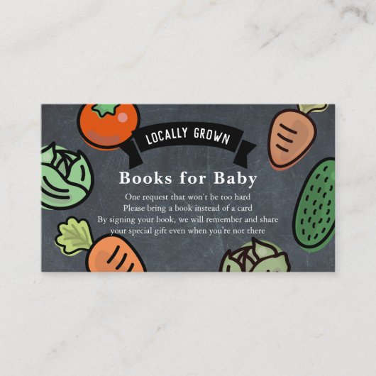 地元で栽培された野菜の黒板ベビー エンクロージャーカード (正面)