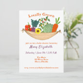 地元で栽培された野菜バスケット赤ちゃんシャワー 招待状 (スタンド正面)