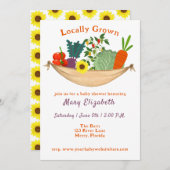 地元で栽培された野菜バスケット赤ちゃんシャワー 招待状 (正面/裏面)