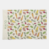 地元で栽培された野菜パッチ農家市場 キッチンタオル (横)