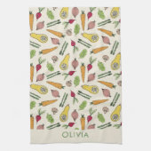 地元で栽培された野菜パッチ農家市場 キッチンタオル (縦)