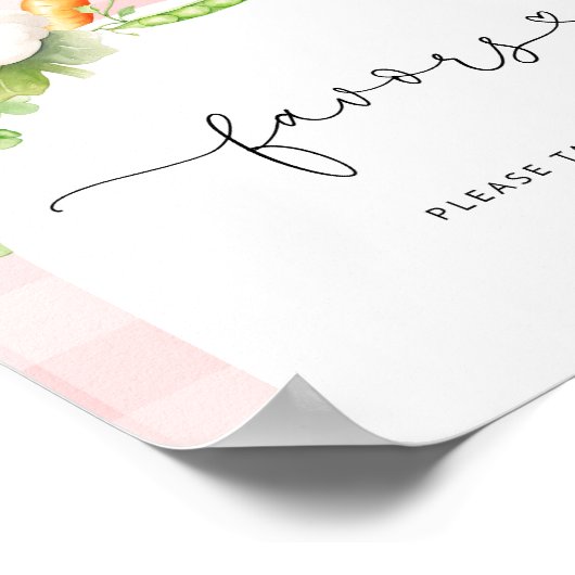 地元で栽培された野菜ピンクの赤ちゃんシャワーの好意 ポスター (角)