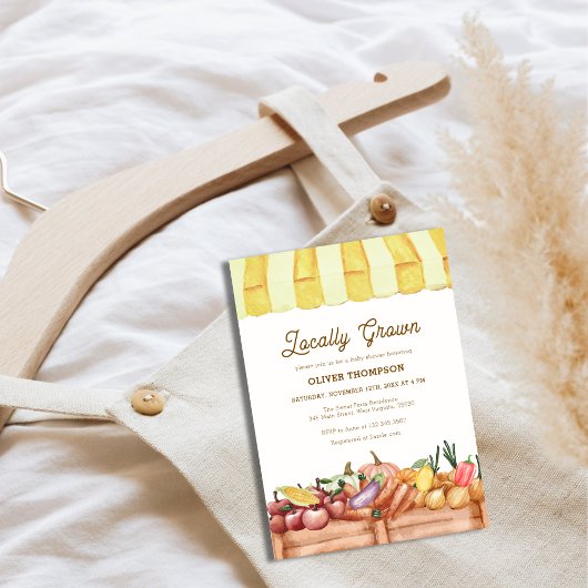 地元で栽培された野菜フルーツ赤ちゃんシャワー 招待状