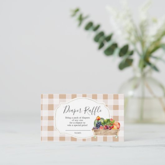 地元で栽培された野菜農家市場おむつラッフル エンクロージャーカード (スタンド正面)