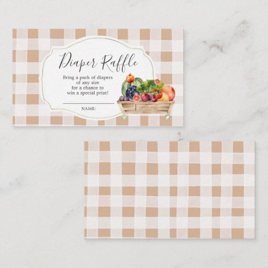 地元で栽培された野菜農家市場おむつラッフル エンクロージャーカード (正面/裏面)