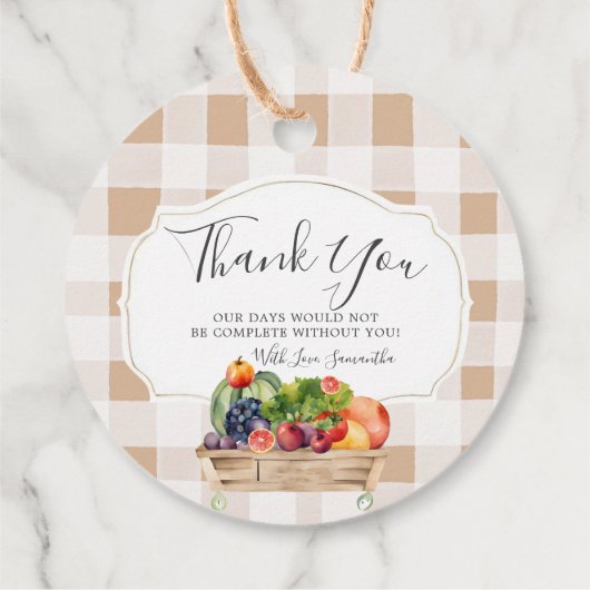 地元で栽培された野菜農家市場ベビーシャワー フェイバータグ (裏面)