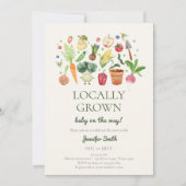 地元で栽培された野菜農家市場ベビーシャワー 招待状 (正面)