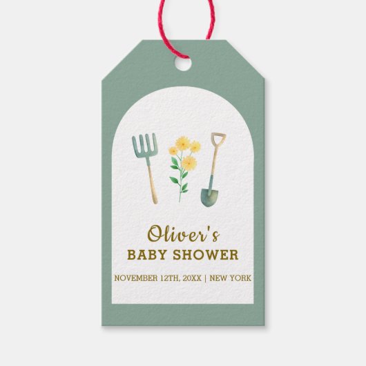 地元で栽培されたBohoフローラガーデニング赤ちゃんシャワー ギフトタグ (正面)