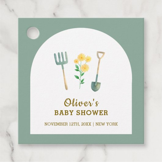 地元で栽培されたBohoフローラガーデニング赤ちゃんシャワー フェイバータグ (正面)