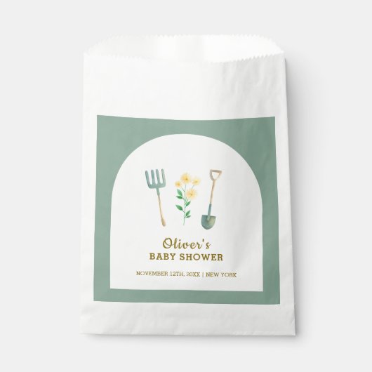 地元で栽培されたBohoフローラガーデニング赤ちゃんシャワー フェイバーバッグ (正面)