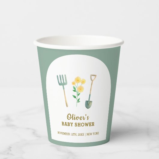 地元で栽培されたBohoフローラガーデニング赤ちゃんシャワー 紙コップ (正面)