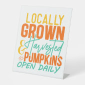 地元で栽培され収穫されたカボチャ 台座サイン (正面)