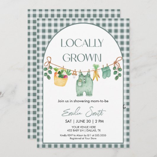 地元で栽培され、農家マーク赤ちゃんシャワー招待状 招待状 (正面/裏面)