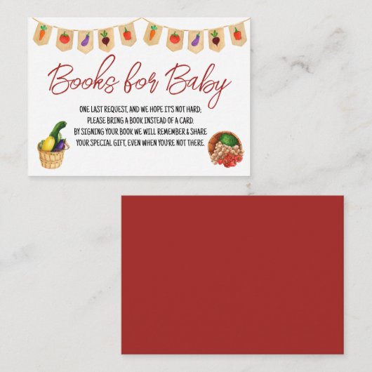 地元で栽培、ファーマーズマーケット、ベビー用の本 エンクロージャーカード (正面/裏面)