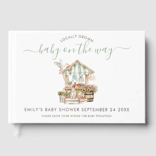 地元で素朴栽培された農家市場赤ちゃんシャワー ゲストブック (正面)