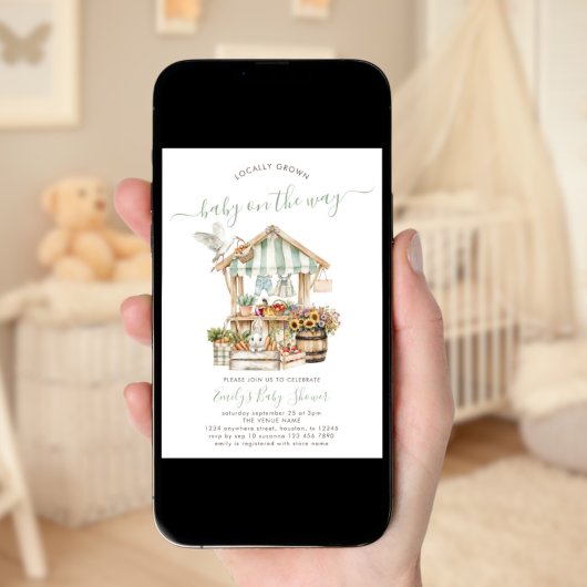 地元で素朴栽培された農家市場赤ちゃんシャワー 招待状