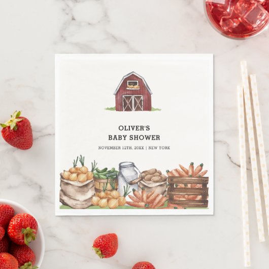 地元で素朴栽培された野菜の赤ちゃんシャワー スタンダードランチョンナプキン (インサイチュ)