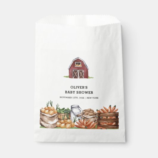 地元で素朴栽培された野菜の赤ちゃんシャワー フェイバーバッグ (正面)