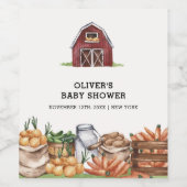 地元で素朴栽培された野菜の赤ちゃんシャワー ワインラベル (シングルラベル)