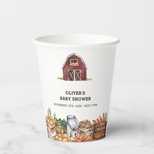 地元で素朴栽培された野菜の赤ちゃんシャワー 紙コップ (正面)