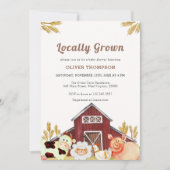 地元で素朴育てられた家畜の赤ちゃんシャワー 招待状 (正面)