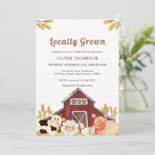 地元で素朴育てられた家畜の赤ちゃんシャワー 招待状 (スタンド正面)