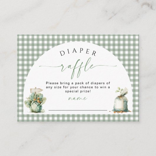 地元で育ったおむつラッフルインサートカードセージ緑 エンクロージャーカード (正面)