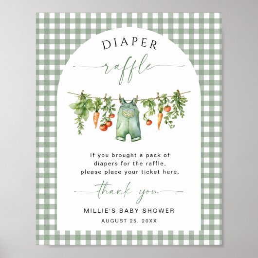 地元で育ったおむつラッフルサイン野菜セージ ポスター (正面)