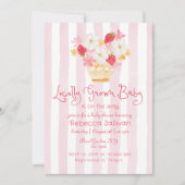 地元で育ったお洒落赤ちゃんガールシャワー 招待状 (正面)