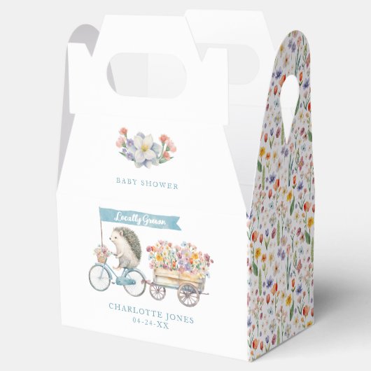 地元で育ったかわいいハリネズミ春ベビーシャワー フェイバーボックス (オープン)