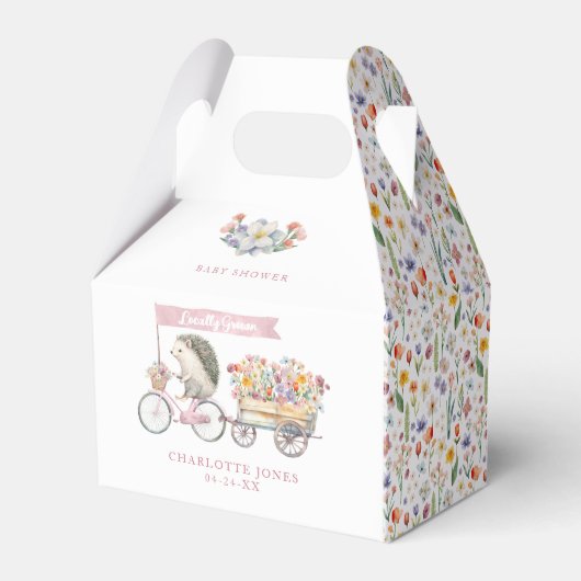 地元で育ったかわいいハリネズミ春ベビーシャワー フェイバーボックス (正面サイド)