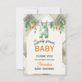 地元で育ったギンガムクロセスライン赤ちゃんシャワー サンキューカード (正面)