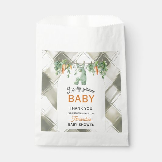 地元で育ったギンガムクロセスライン赤ちゃんシャワー フェイバーバッグ (正面)