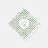 地元で育ったセージのギンガム名ベビーシャワー スタンダードカクテルナプキン (角)