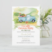 地元で育ったトラックの赤ちゃんシャワー男女兼用 招待状 (スタンド正面)