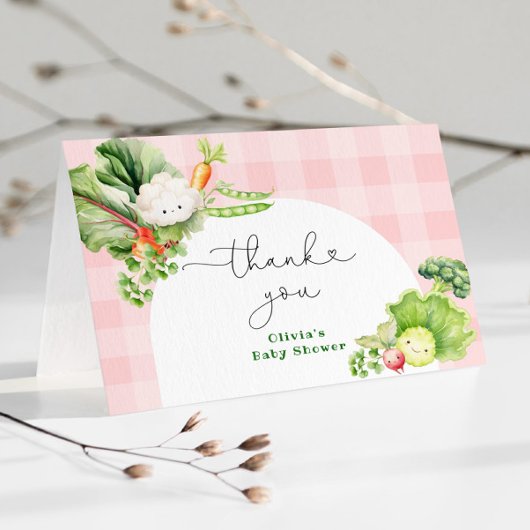 地元で育ったピンクの女の子の赤ん感謝していだシャワー サンキューカード