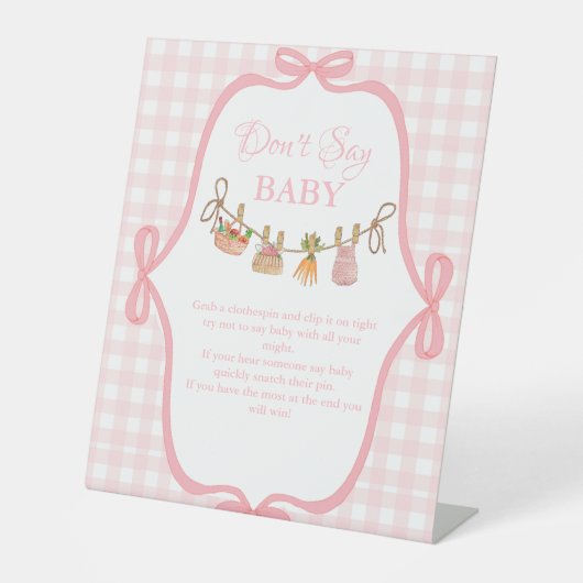 地元で育ったピンクはベビーの赤ちゃんシャワーのサインを言わない 台座サイン (正面)
