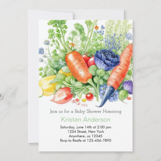 地元で育ったピーベイビーシャワー 招待状 (正面)