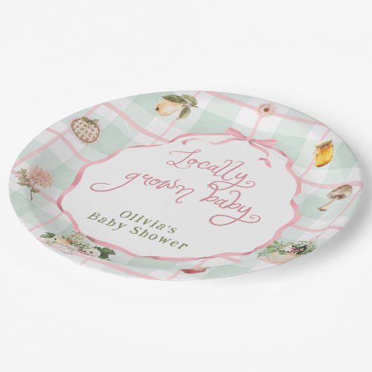 地元で育ったファーマーズマーケットガールベビーシャワー ペーパープレート (アングル)