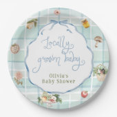 地元で育ったファーマーズマーケットボーイ赤ちゃんシャワー ペーパープレート (正面)