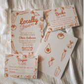 地元で育ったファーマーズマーケット描の赤ちゃんシャワー 招待状