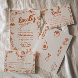 地元で育ったファーマーズマーケット描の赤ちゃんシャワー 招待状