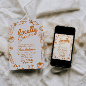 地元で育ったファーマーズマーケット描の赤ちゃんシャワー 招待状