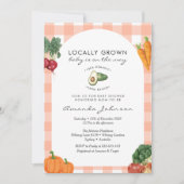 地元で育ったファーマーズマーケット素朴の赤ちゃんシャワー 招待状 (正面)