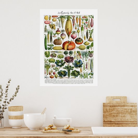 地元で育ったフランスのヴィンテージ野菜表 ポスター (キッチン)