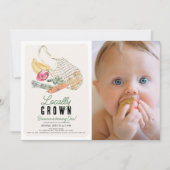 地元で育ったフランスの市場バッグ写真1st誕生日 招待状 (正面)