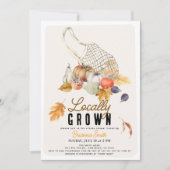 地元で育ったフランスの市場バッグ秋ベビーシャワー 招待状 (正面)