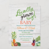 地元で育ったベジタリアンベビーシャワー招待状 招待状 (正面/裏面)